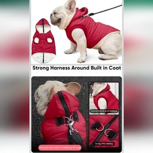 Fleece Lining Dog Hoodie with Harness Built in, Size XL(NWT)
